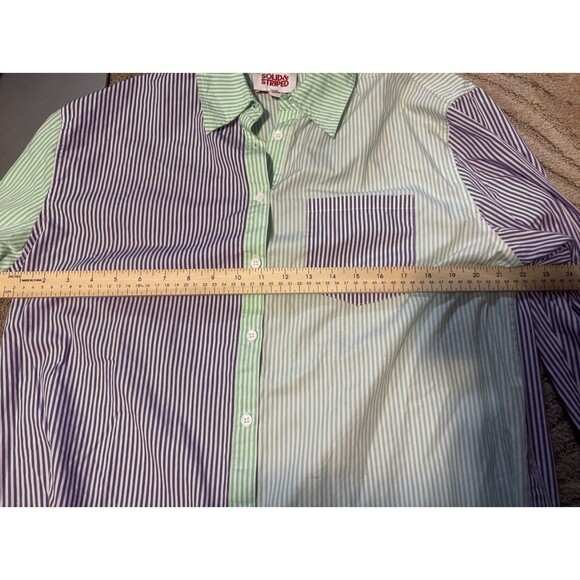 Solid And Striped Oxford Tunic Purple And Green Size Medium - Picture 7 of 7